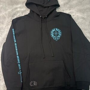 Chrome Hearts Black Hoodie with Blue Graphics